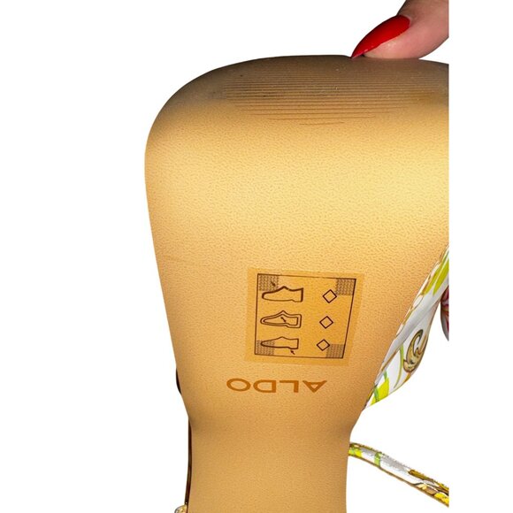 Aldo Aneissa Platform Sandals Size 9 US Multicolor Floral Pattern Sexy Shoes Y2K - Picture 6 of 10